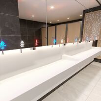 Lavabo mural avec crédence en Solid Surface | RIVAGE