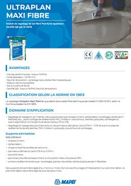 Ragréage de sol fibré | ULTRAPLAN MAXI FIBRE P4S à prise rapide