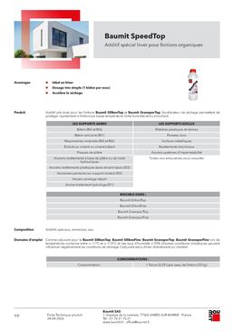 Adjuvant accélérateur de séchage pour enduits de finition organiques | Baumit SpeedTop 