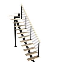 Escalier intérieur quart tournant haut | Elliot bois massif et structure acier