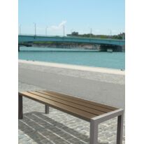 Banquette urbaine | Banquette Artimon en acier inoxydable et bois