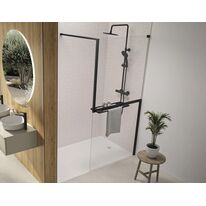 Paroi de douche vitrée fixe en 4 largeurs avec accessoires  | Solo Z
