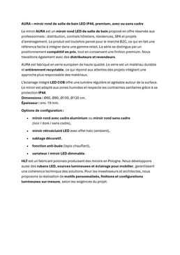 Miroir rond de salle de bain LED IP 44, premium, avec ou sans cadre | AURA