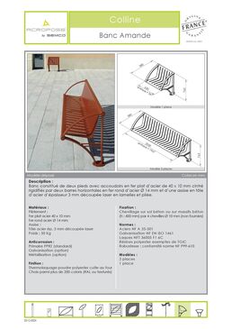 Banc urbain | Banc Amande en acier thermolaqué