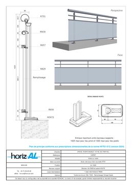Garde-corps aluminium AREAL à remplissage FILANT SUR DALLE