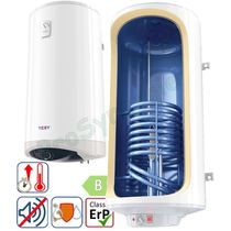 Chauffe eau sanitaire mixte Vertical Mural Modeco Ceramic 80 à 150 l, classe ERP B, résistance électrique 230 V en stéatite - non sujette à la corrosion, puissance modulable, max. 2,4 kW, 1 Echangeur solaire Droite, Ø470