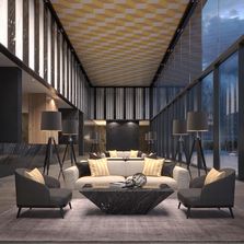 Dalles de plafond métallique triangulaires et colorées | Metal Creative 