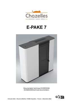Poêle à granulés slim acier noir - 7,6 kW | E PAKE 7   