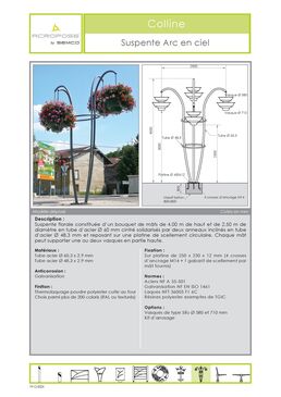 Suspente florale | Suspente Arc en ciel en acier galvanisé et thermolaqué