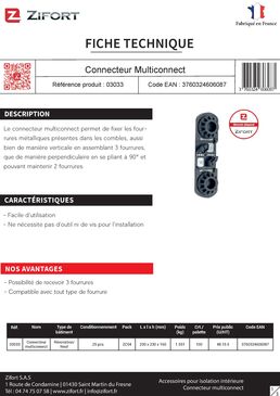 Connecteur multiconnect pour fixation des fourrures | 03033