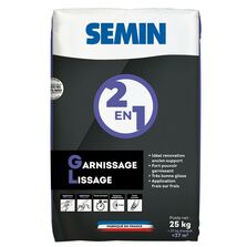 Enduit de garnissage et de lissage intérieur 2 en 1 poudre 25 kg | SEMIN 