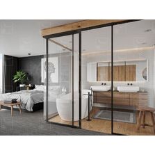 Système coulissant droit rail en aluminium pour portes en bois jusqu’à 80 Kg | SAF SLIM 