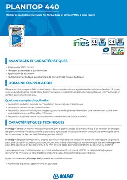 Mortier de réparation structurale R4 fibré | PLANITOP 440 à prise rapide pour béton