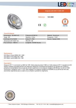 Ampoule LED COB avec LED Epistar 12W | AR111