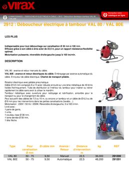 Déboucheur électrique à tambour sur chariot | VAL 80 E