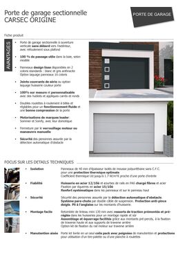 Porte de garage sectionnelle à refoulement sous plafond
