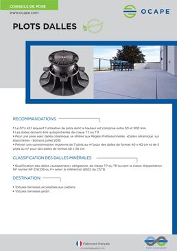 Plots OCAPE pour toiture-terrasse dalles ou lambourdes