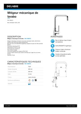 Mitigeur mécanique de lavabo à bec tube orientable | Réf. 2506T2