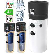 Ballon thermodynamique AquaThermica Classe A+, 200 ou 260 l, avec ou sans échangeur, résistance appoint 1500W (conso. max. 2,15 kW, Ø630mm, isolant PU 50mm, température de service 55°C.