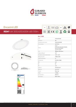 Spot encastré LED 6W CCT 3000/4000/6000 K Blanc 480-510 lm | REMY 21000
