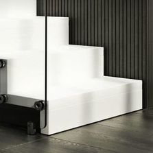 Escalier intérieur suspendu en bois, acier et verre  | Aira 