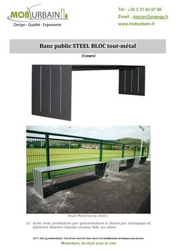 Banc public tout-métal sans dossier | STEEL BLOC