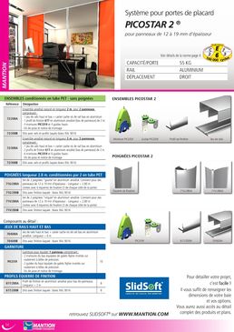 Système pour portes de placard rail aluminium capacité par porte 55 Kg | PICOSTAR 2 