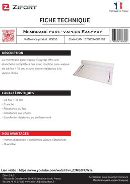 Membrane pare-vapeur | Easyvap 03035