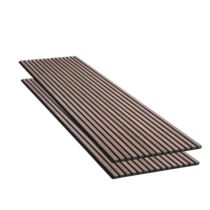 Panneau acoustique mural | Lot de 2 panneaux en tasseaux bois finition noyer sur fond noir
