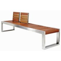 Banc public design contemporain inox-bois avec option dossiers | BASKOP
