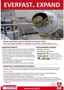 Poudre hydrofuge expansive plastifiant réducteur d’eau | EVERFAST EXPAND