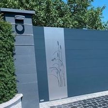 Portail coulissant lame 220 contemporain | Déco inox