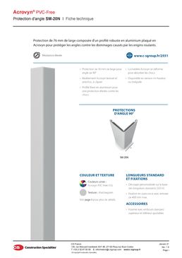 Protection d'angle Sans PVC | SM-20N Acrovyn PVC-Free