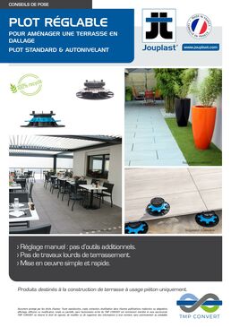 Plot réglable standard pour terrasse dalles | Gamme ESSENTIEL de JOUPLAST®