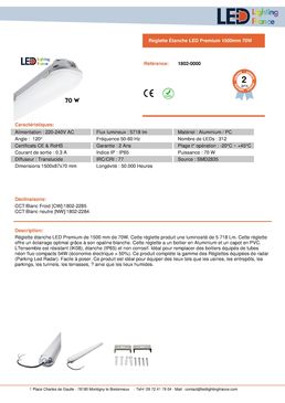 Réglette Étanche LED Premium 1500mm 70W | Réf 1802-2284 
