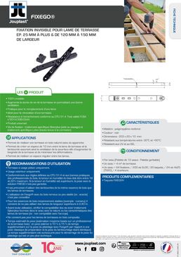 FIXEGO® Fixation invisible pour lames de terrasse bois 