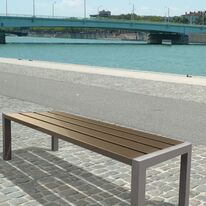 Banquette urbaine | Banquette Artimon en acier inoxydable et bois