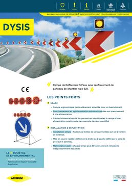 Rampe de défilement 5 Feux pour panneau de chantier type B21 | APE-DYSIS
