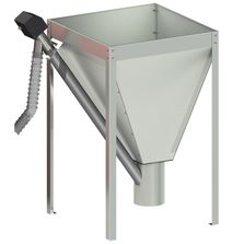 Silo granulés FH 300 litres (environ 210 Kg) acier galvanisé sur pieds avec crochet de vis et pot de raccordement orientable - HxLxP = 1296x818x821mm