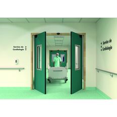 Bloc-porte à pivot linteau motorisé pour circulation en milieu hospitalier | D.A.S. Pivot Linteau Motorisé