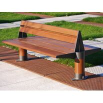 Banc urbain | Banc Bios en bois et acier pour aménagements extérieurs