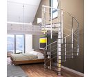 Escalier hélicoïdal en acier Inox et verre pour intérieurs | Brillia 