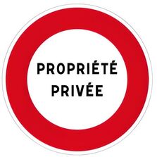 Panneau de signalisation B19 pour propriété privée Ø450 mm Classe 1