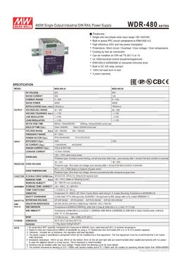 Alimentation industrielle RAIL DIN 480W à sortie unique | MEAN WELL WDR-480-24