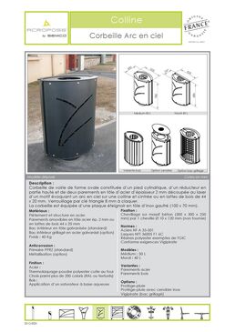 Corbeille de voirie | Corbeille Arc en ciel en acier ou bois