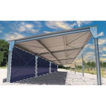 Abri monopente en kit 5,4x15x3m bardé sur 1 long pan bas