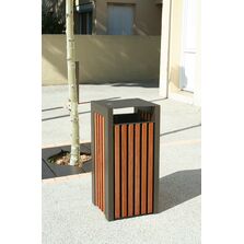 Corbeille et 1/2 corbeille en acier et lattes de bois | Cinéo 