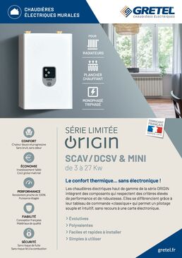 Chaudières électriques murales - Série limitée ORIGIN | SCAVOR/DCSVOR et MINIOR 