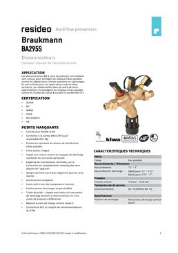 Disconnecteur à zones de pression réduites contrôlables | BA295S