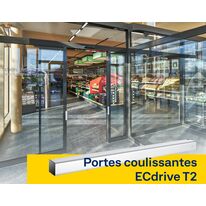 Porte automatique coulissante pour des entrées à rupture de pont thermique | ECDRIVE T2 